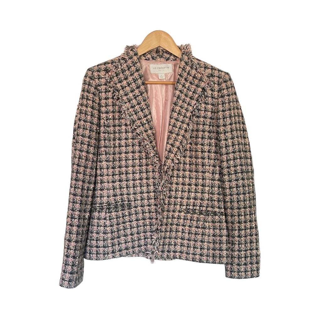 Liz Claiborne Tweed Blazer Pink/Black/Gray Size 4
